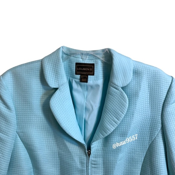 Louben II Canada Light Blue/Turquoise Zip Up Work Dress Up Blazer - Size 16 - Picture 3 of 10